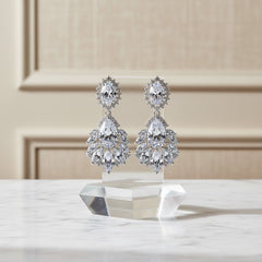 CUBIC ZIRCONIA - STARLET GLAM EARRINGS - SILVER - (CZER480)
