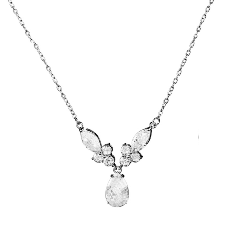 CUBIC ZIRCONIA COLLECTION - BEJEWELLED NECKLACE - CZNK88 (SILVER)