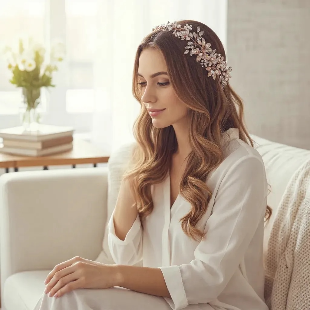 ATHENA COLLECTION - FLORAL ROMANCE HAIRVINE - SILVER  HP158