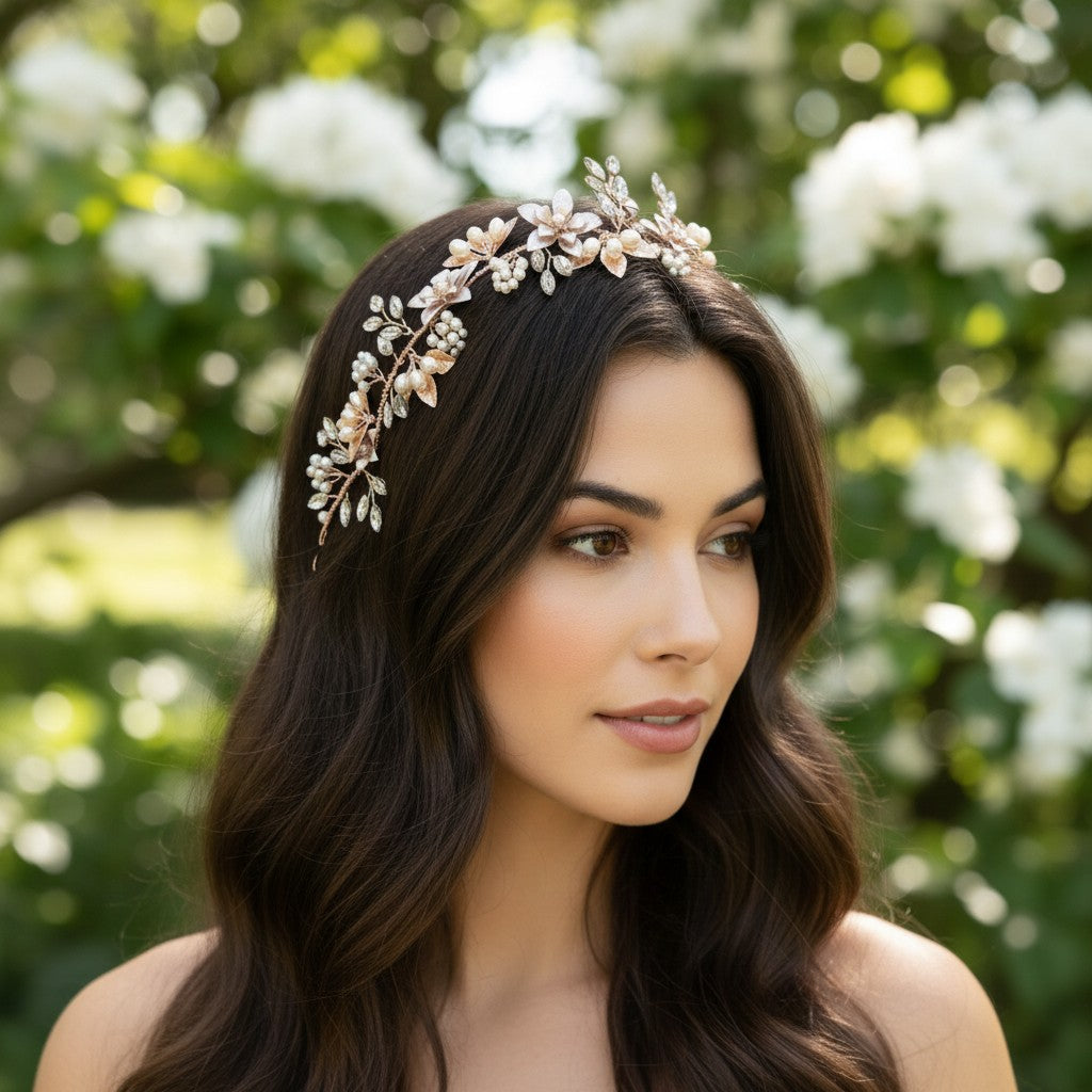 ATHENA COLLECTION - FLORAL ROMANCE HAIRVINE - ROSE GOLD HP158