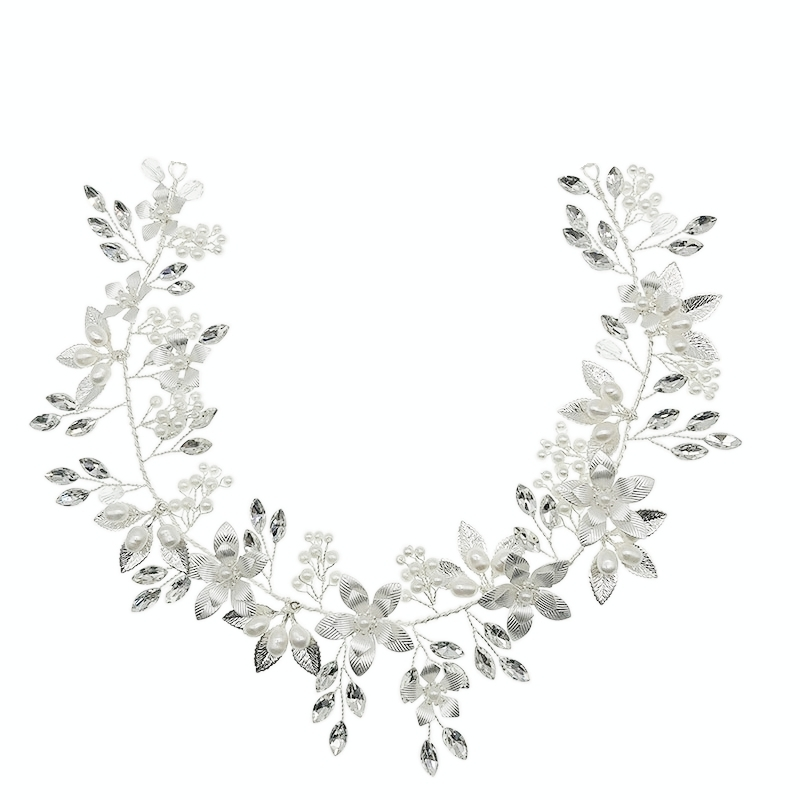 ATHENA COLLECTION - FLORAL ROMANCE HAIRVINE - SILVER  HP158