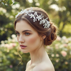 ATHENA COLLECTION - FLORAL ROMANCE HAIRVINE - SILVER  HP158