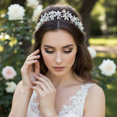 ATHENA COLLECTION - FLORAL ROMANCE HAIRVINE - SILVER  HP158
