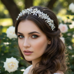 ATHENA COLLECTION - FLORAL ROMANCE HAIRVINE - SILVER  HP158