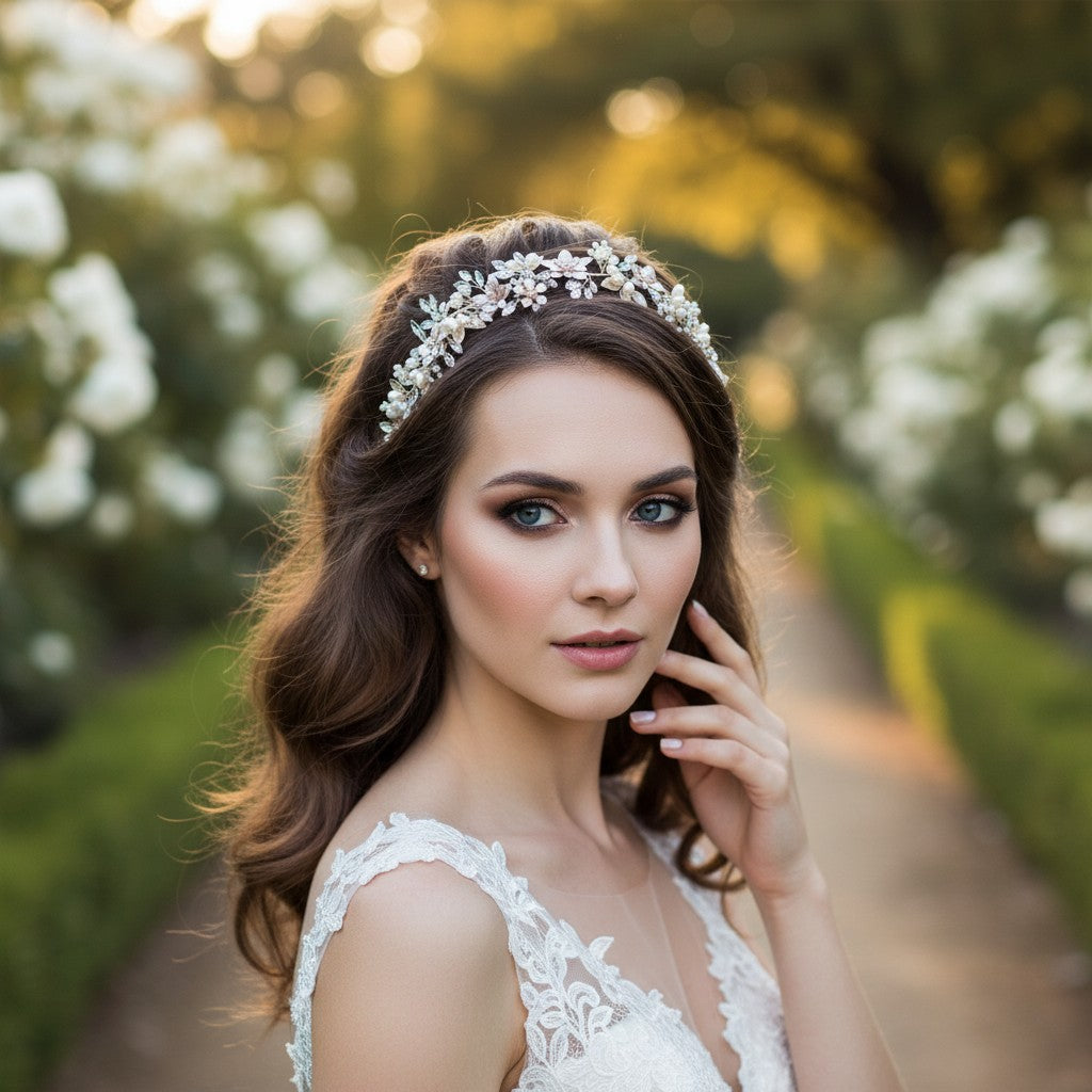 ATHENA COLLECTION - FLORAL ROMANCE HAIRVINE - SILVER  HP158
