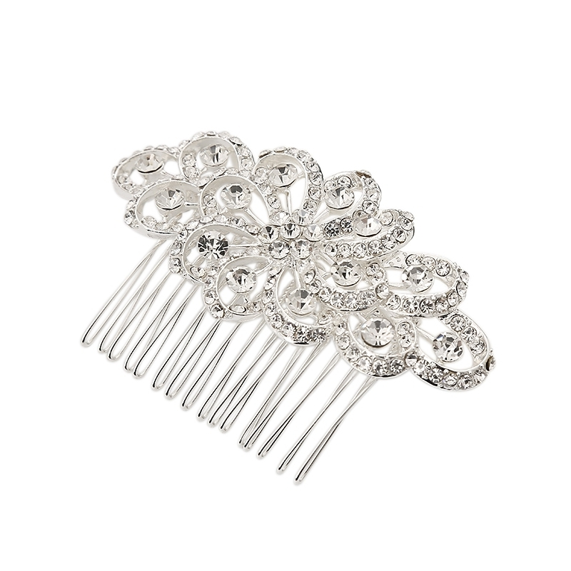 ATHENA COLLECTION - CRYSTAL SWIRL HAIRCOMB - HC189 SILVER