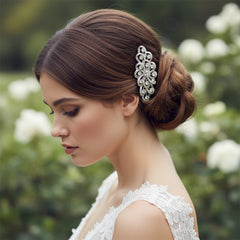 ATHENA COLLECTION - CRYSTAL SWIRL HAIRCOMB - HC189 SILVER