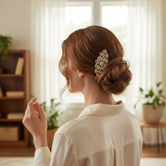 ATHENA COLLECTION - CRYSTAL SWIRL HAIRCOMB - HC189 SILVER