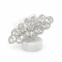 ATHENA COLLECTION - CRYSTAL SWIRL HAIRCOMB - HC189 SILVER