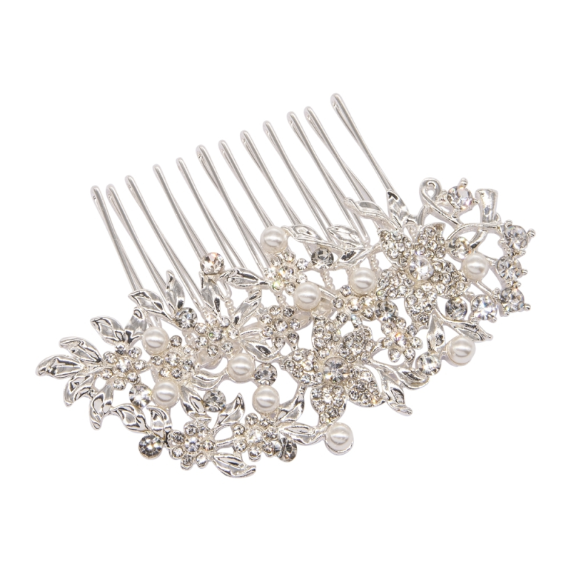 ATHENA COLLECTION - VINTAGE CHIC PEARL COMB -HC190 SILVER