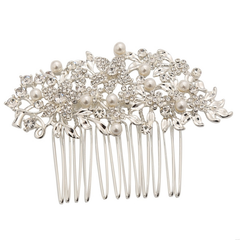 ATHENA COLLECTION - VINTAGE CHIC PEARL COMB -HC190 SILVER
