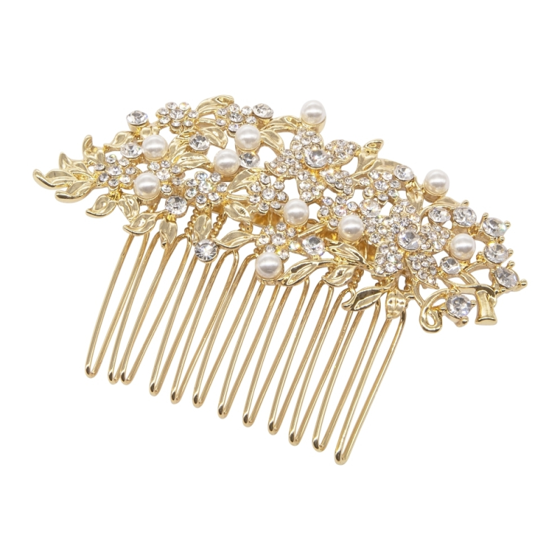 ATHENA COLLECTION - VINTAGE CHIC PEARL COMB -HC190 GOLD