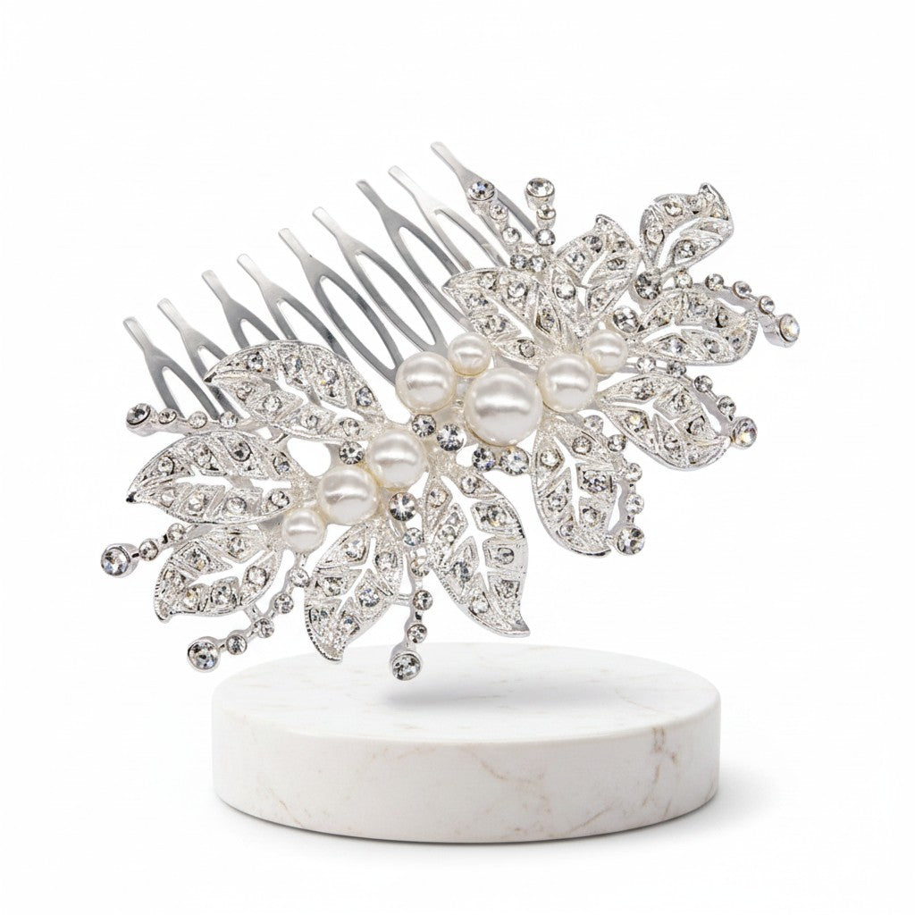 ATHENA COLLECTION - LUXE VINTAGE SPARKLE COMB - HC191 SILVER