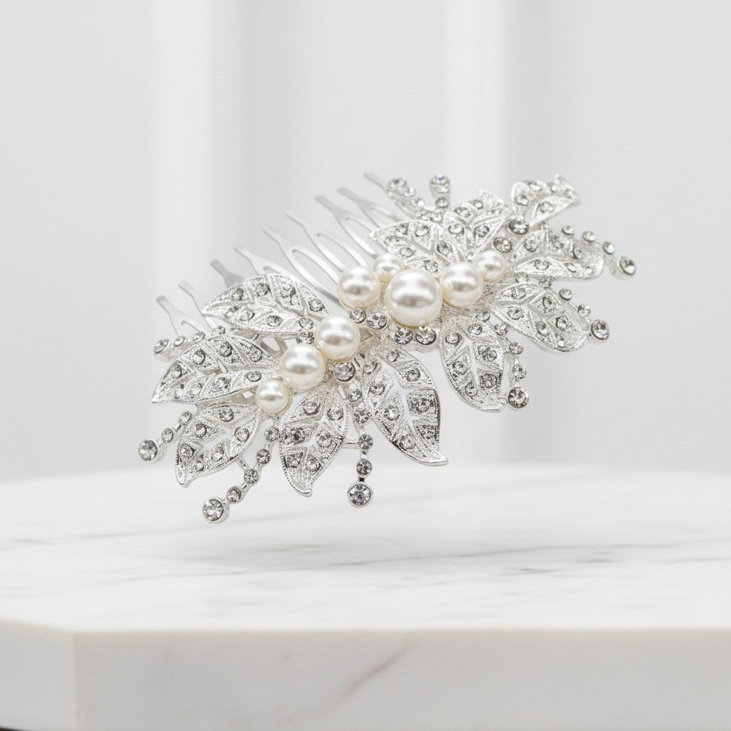 ATHENA COLLECTION - LUXE VINTAGE SPARKLE COMB - HC191 SILVER