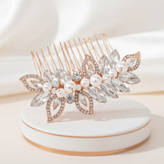 ATHENA COLLECTION - PEARL SHIMMER HAIR COMB - (HC192) ROSE GOLD