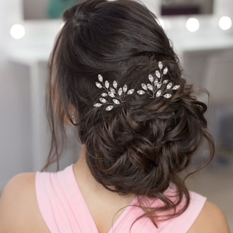 ATHENA COLLECTION - GLITZY GLAM HAIR PINS - SILVER(HP40)