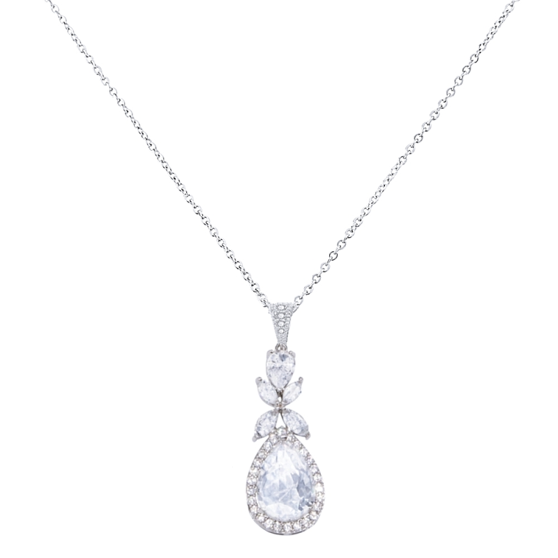CUBIC ZIRCONIA COLLECTION - CRYSTAL SPARKLE NECKLACE - CZNK89 (SILVER)