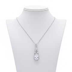 CUBIC ZIRCONIA COLLECTION - CRYSTAL SPARKLE NECKLACE - CZNK89 (SILVER)
