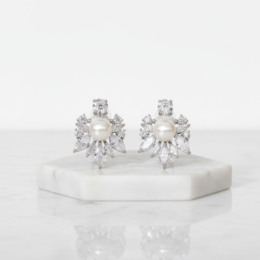 CUBIC ZIRCONIA COLLECTION - SIMPLE SPARKLE EARRINGS - CZER482 SILVER