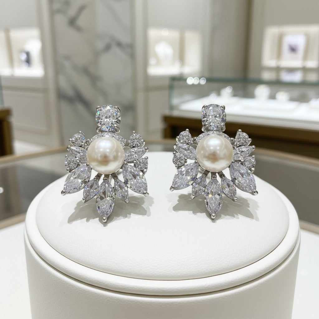 CUBIC ZIRCONIA COLLECTION - SIMPLE SPARKLE EARRINGS - CZER482 SILVER