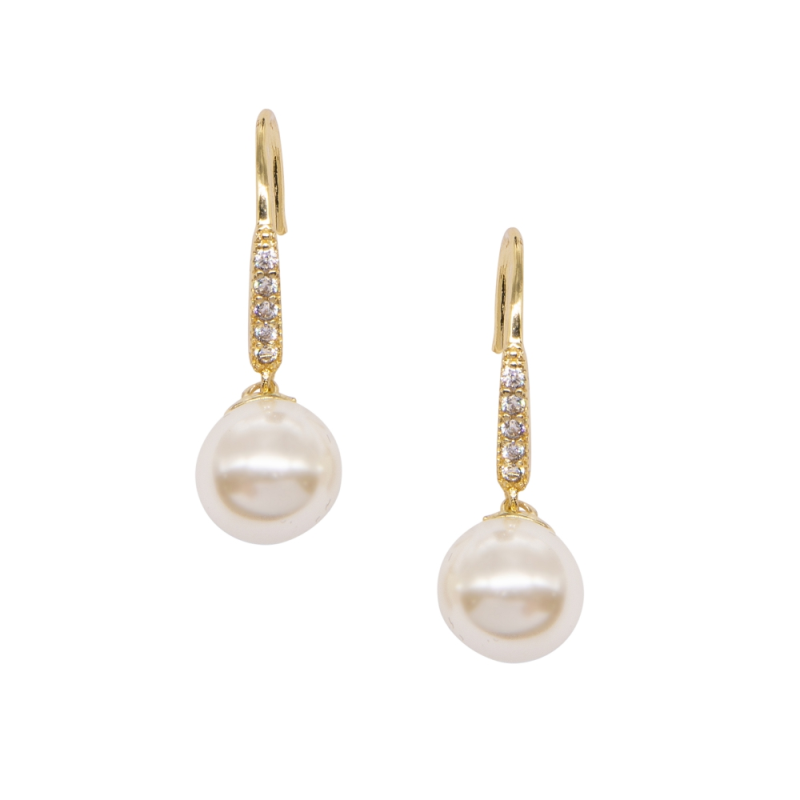 CUBIC ZIRCONIA COLLECTION - 14K GOLD PLATED EARRINGS - DAINTY SPARKLE - CZER484 GOLD