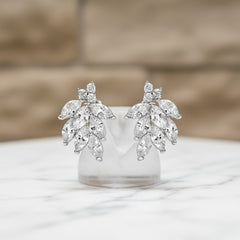 CUBIC ZIRCONIA COLLECTION - DAINTY SHIMMER EARRINGS - CZER486 SILVER