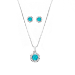 CUBIC ZIRCONIA COLLECTION - CHIC CRYSTAL NECKLACE SET - CZNK50 (AQUA)