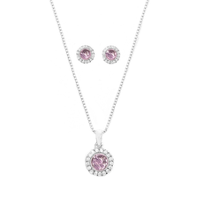 CUBIC ZIRCONIA COLLECTION - CHIC CRYSTAL NECKLACE SET - CZNK50 (LIGHT ROSE)