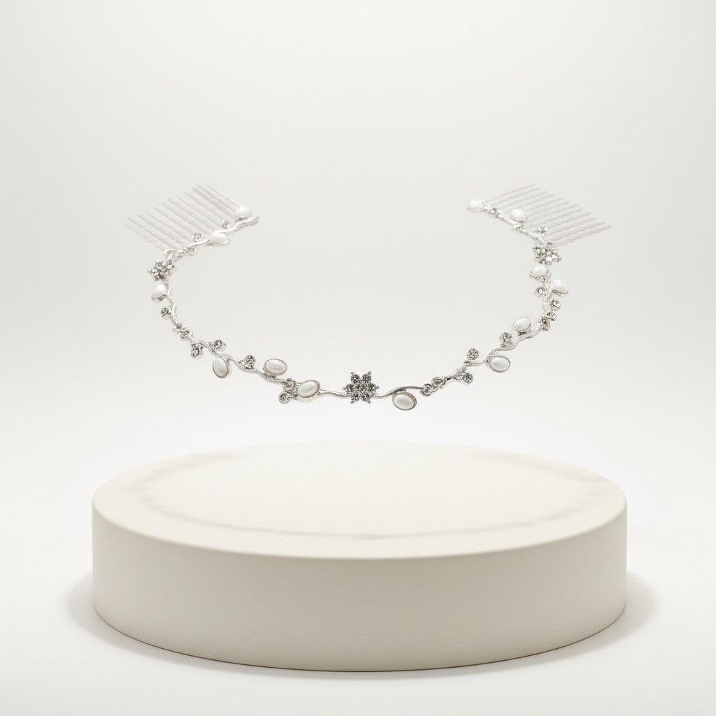 ATHENA COLLECTION - DAINTY CRYSTAL VINE - SILVER (HP161)