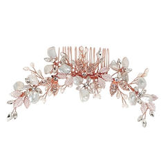 ATHENA COLLECTION - BEJEWELLED PEARL TREASURE COMB HC187 - ROSE GOLD