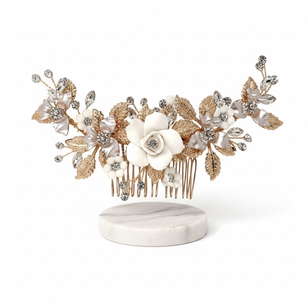 ATHENA COLLECTION - VINTAGE DREAM HAIR COMB - GOLD PLATED  (HC183)