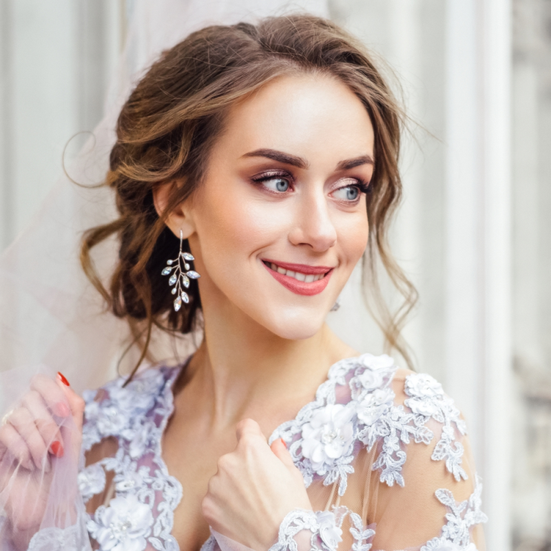 ATHENA COLLECTION - CRYSTAL VINE EARRINGS - (ER487) SILVER