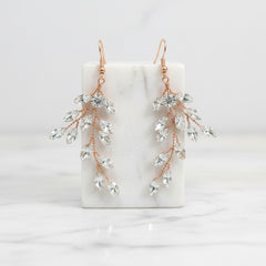 ATHENA COLLECTION - CRYSTAL VINE EARRINGS - (ER487) ROSE GOLD