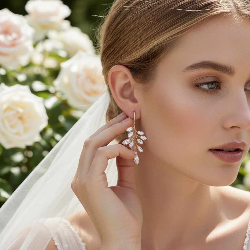 ATHENA COLLECTION - CRYSTAL VINE EARRINGS - (ER487) GOLD