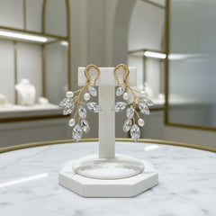 ATHENA COLLECTION - PEARL VINE EARRINGS - (ER488) GOLD