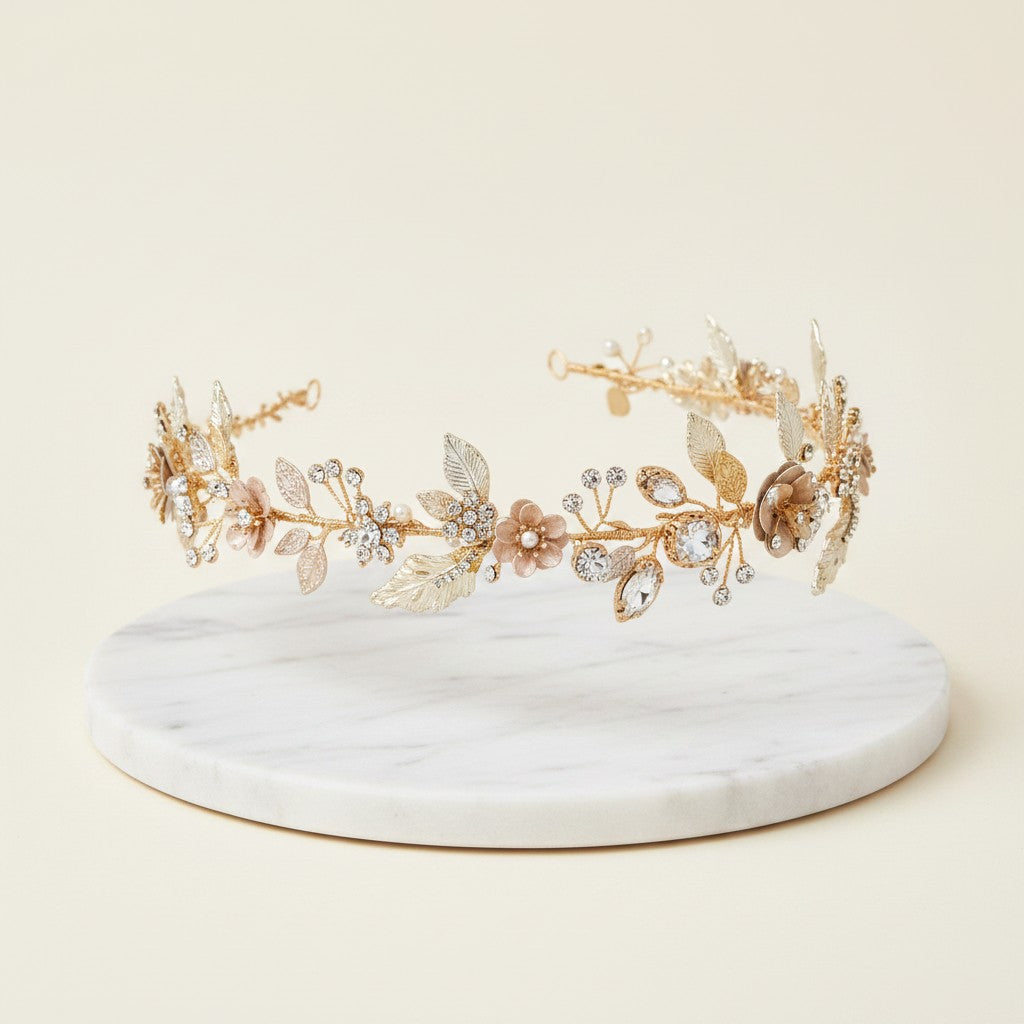 ATHENA COLLECTION - GLITZY PINK BLUSH VINE - HP163 GOLD