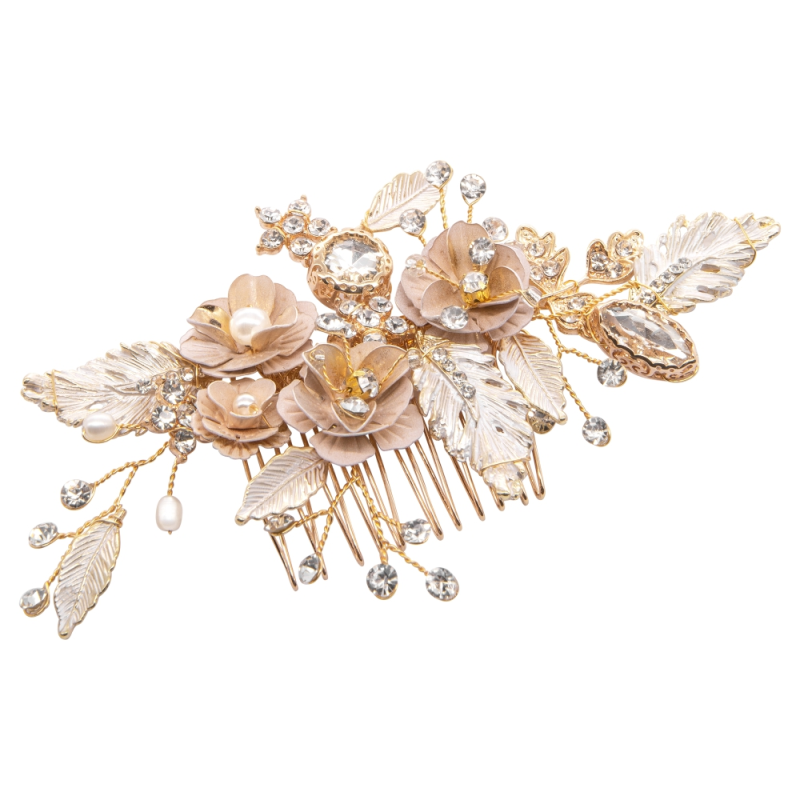 ATHENA COLLECTION - VINTAGE BLOOM HAIR COMB - HC194 GOLD