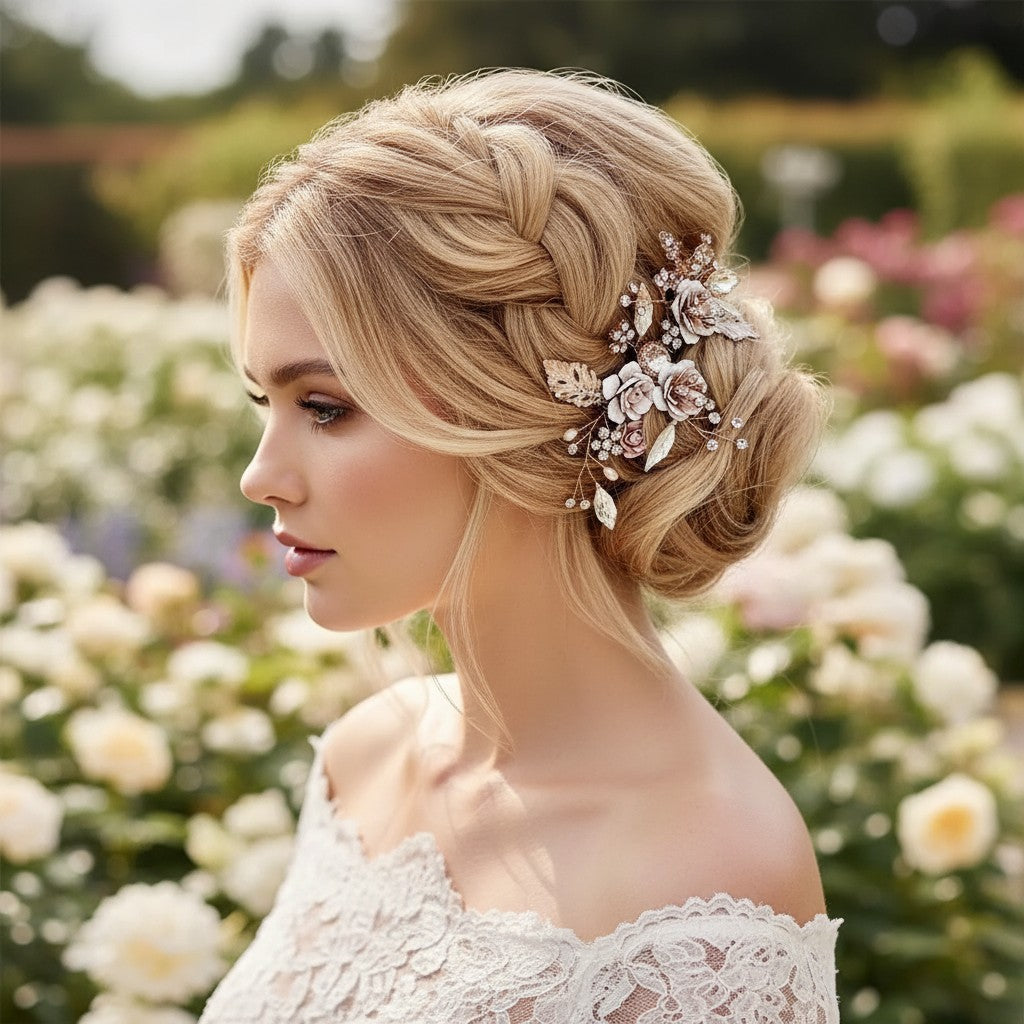 ATHENA COLLECTION - VINTAGE BLOOM HAIR COMB - HC194 GOLD