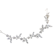 CUBIC ZIRCONIA COLLECTION - EXQUISITE SPARKLE HAIR VINE - HP164 SILVER