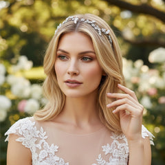 CUBIC ZIRCONIA COLLECTION - EXQUISITE SPARKLE HAIR VINE - HP164 SILVER