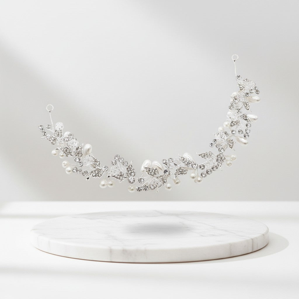 ATHENA COLLECTION - PEARL LUXE HAIR VINE - HP168 - SILVER
