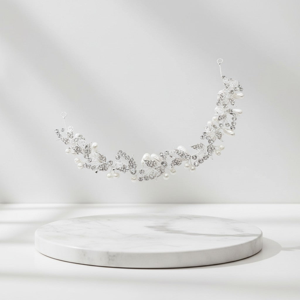 ATHENA COLLECTION - PEARL LUXE HAIR VINE - HP168 - SILVER