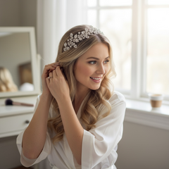 CUBIC ZIRCONIA COLLECTION - GATSBY STYLE OPULENCE HEADPIECE - AHB-17 SILVER