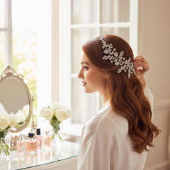 CUBIC ZIRCONIA COLLECTION - GATSBY STYLE OPULENCE HEADPIECE - AHB-17 SILVER