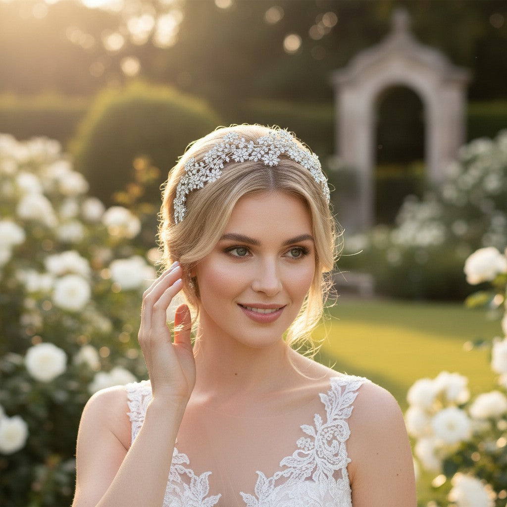 CUBIC ZIRCONIA COLLECTION - SHEER GLAMOUR HEADBAND - AHB16