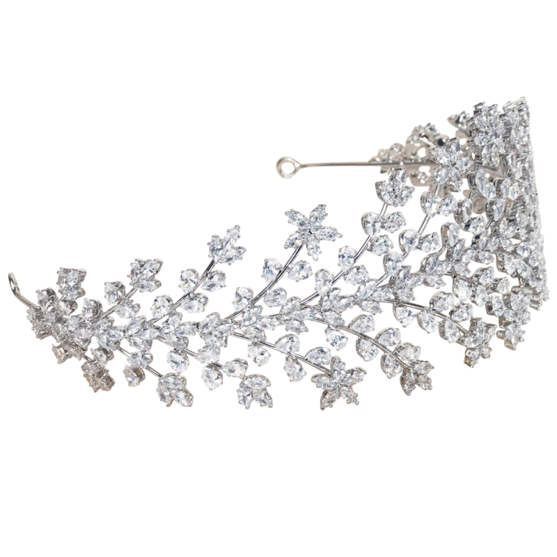 CUBIC ZIRCONIA COLLECTION - CRYSTAL EXTRAVAGANCE HEADBAND - AHB-15 SILVER