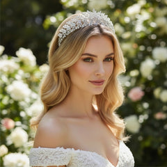 CUBIC ZIRCONIA COLLECTION - CRYSTAL EXTRAVAGANCE HEADBAND - AHB-15 SILVER