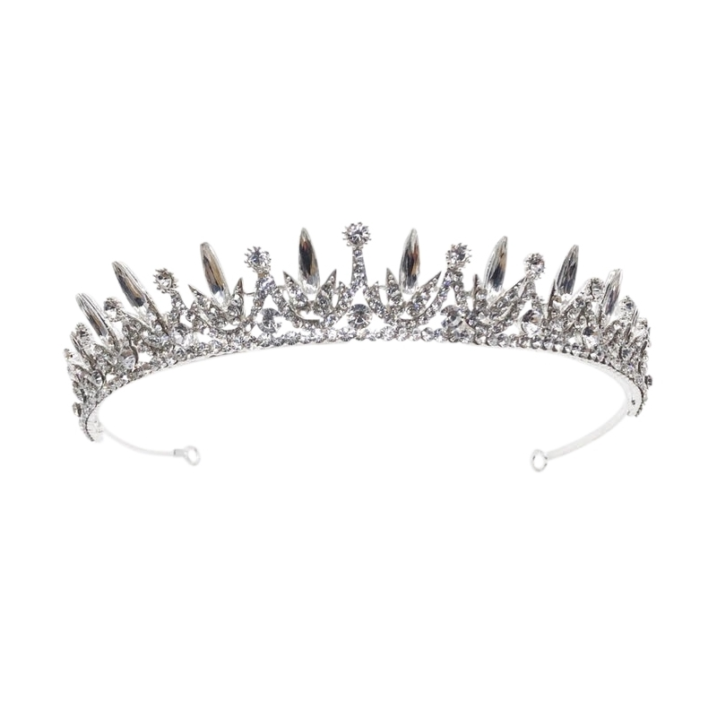 CUBIC ZIRCONIA COLLECTION - DAINTY STARLET TIARA - AHB-10 SILVER