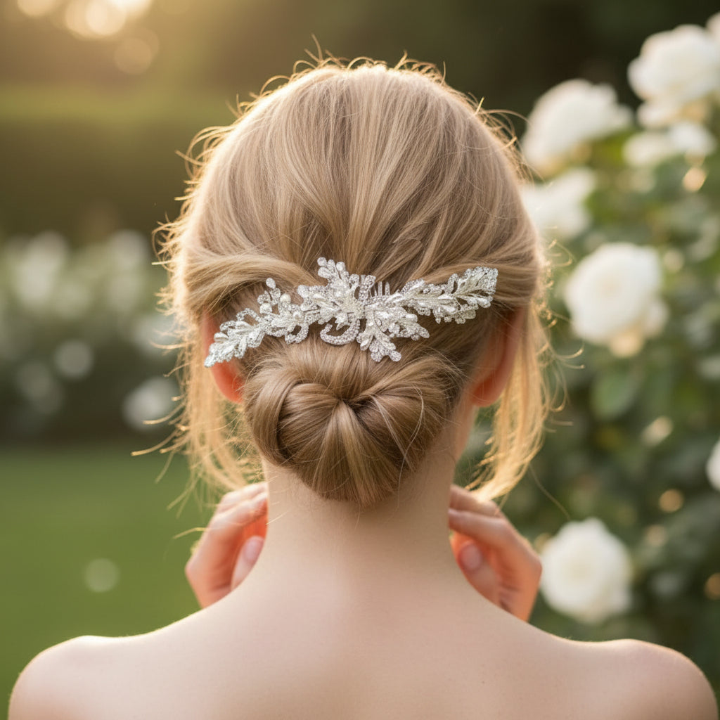 ATHENA COLLECTION - PRECIOUS PEARL HAIR COMB - HC195 - SILVER