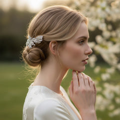 ATHENA COLLECTION - PRECIOUS PEARL HAIR COMB - HC195 - SILVER